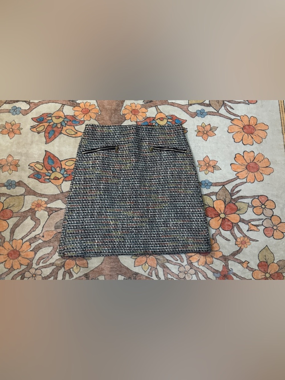 LOFT Multicolor Tweed Mini Skirt in Black & White with Colorful Flecks